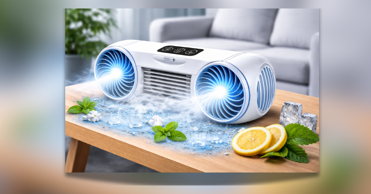 Battery Operated Air Cooler portable mini AC cooler with rechargeable battery and cooling spray