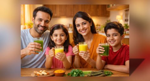 Immunity Booster 2026 healthy drink turmeric milk giloy juice Indian family strong immunity