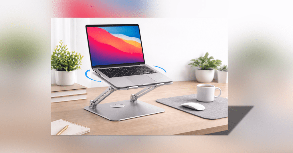 Best laptop stand for desk PLIXIO adjustable 360 degree rotating metal stand for office and work from home setup
