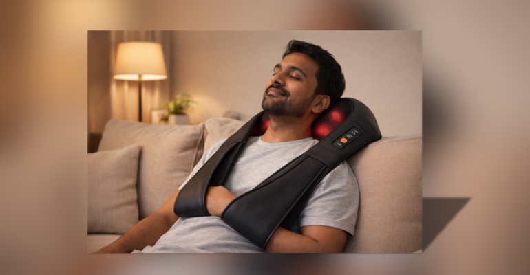 Electric Massager 2026 neck and shoulder pain relief device used at home