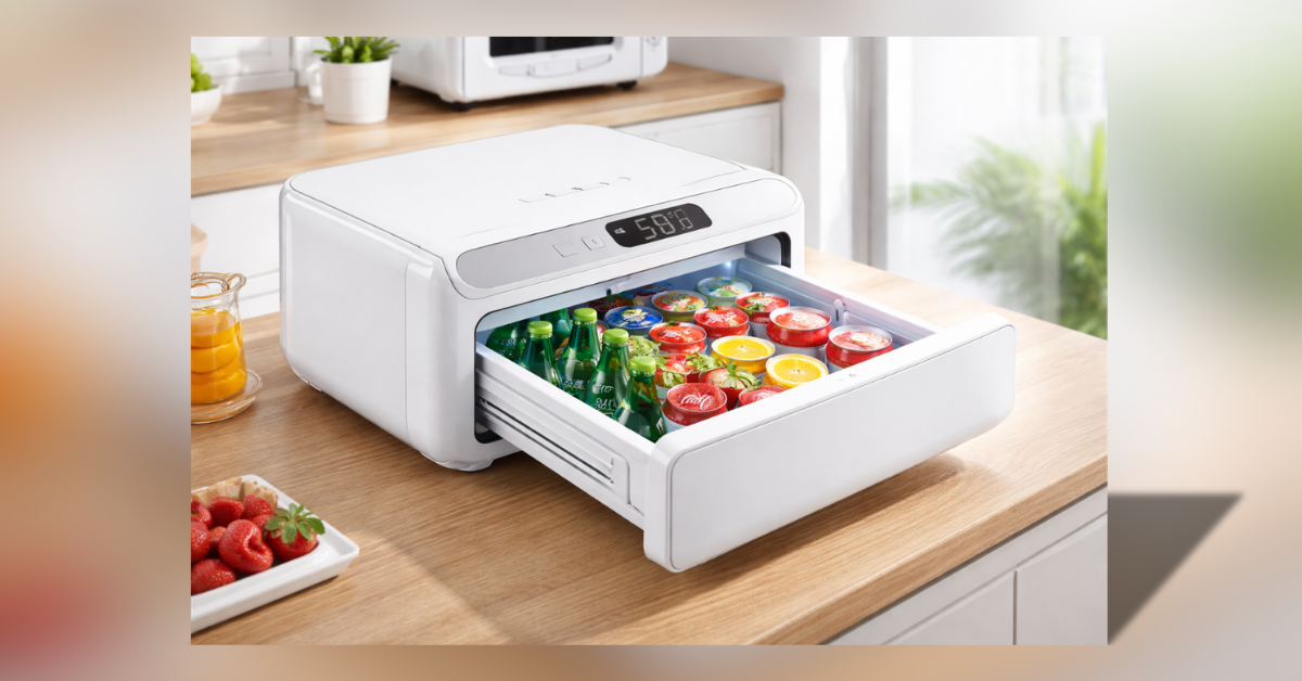Mini Cooling Drawer for kitchen use with digital temperature control and compact design