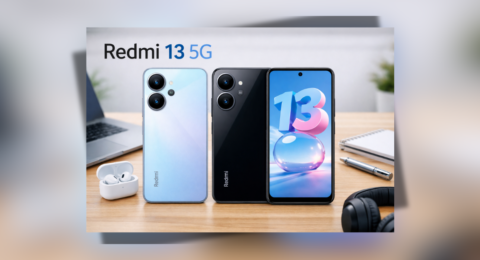 Redmi 13 5G स्मार्टफोन फ्रंट और बैक डिजाइन HD इमेज