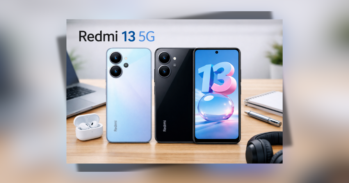 Redmi 13 5G स्मार्टफोन फ्रंट और बैक डिजाइन HD इमेज