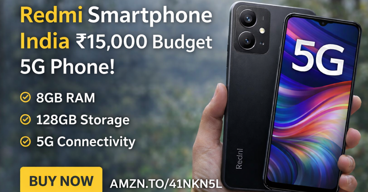 Redmi smartphone India Redmi 15 5G मिडनाइट ब्लैक 8GB 128GB बजट 5G फोन