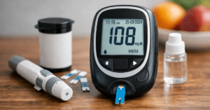 Glucometer से घर पर ब्लड शुगर चेक करते हुए