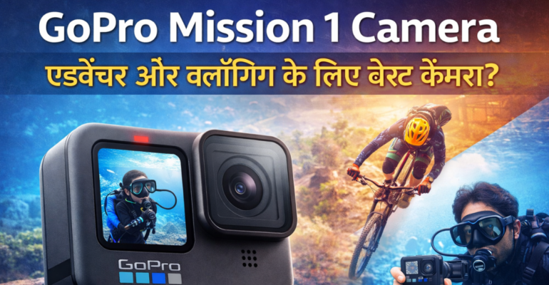 GoPro Mission 1 Camera showing action shooting with adventure and 4K video recording