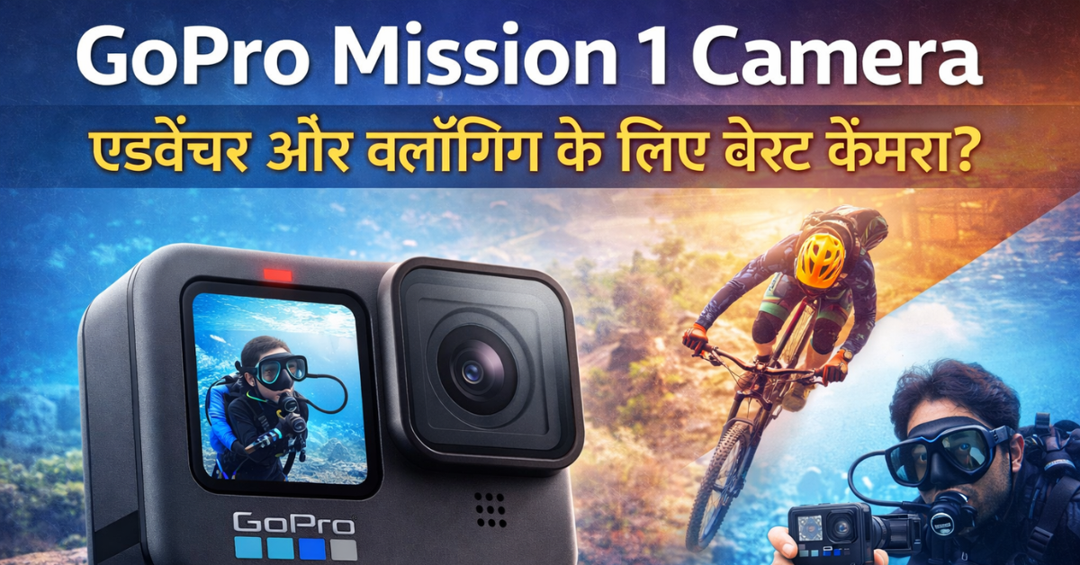 GoPro Mission 1 Camera showing action shooting with adventure and 4K video recording