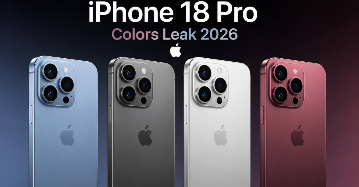 iPhone 18 Pro Colors के नए ऑप्शन Light Blue, Dark Gray, Silver और Dark Cherry