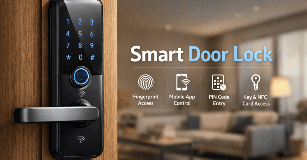 Smart Door Lock - घर की सुरक्षा के लिए फिंगरप्रिंट और मोबाइल ऐप कंट्रोल वाला स्मार्ट लॉक