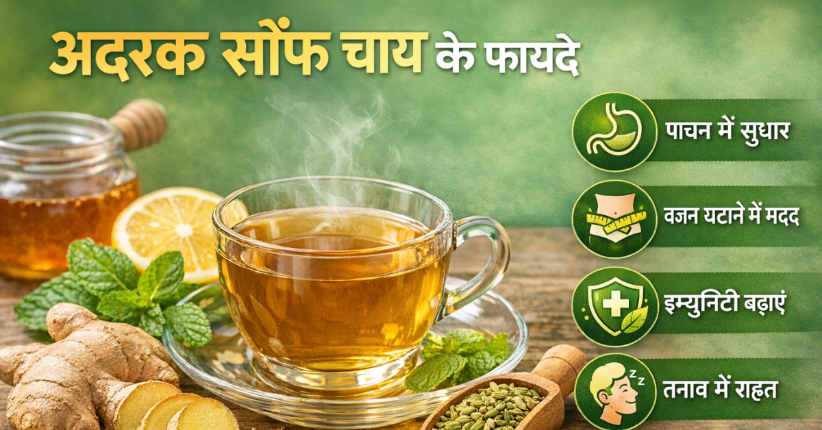 अदरक सौंफ चाय फायदे इमेज (पाचन, वजन घटाने और इम्युनिटी बढ़ाने वाली हर्बल चाय)