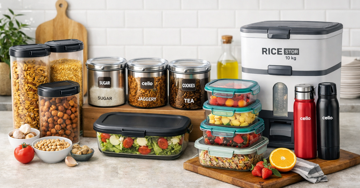 Cello kitchen storage set एयरटाइट कंटेनर के साथ किचन ऑर्गनाइजेशन के लिए