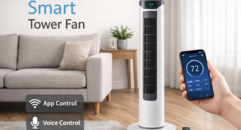 Smart Tower Fan जो कम बिजली में तेज और ठंडी हवा देता है