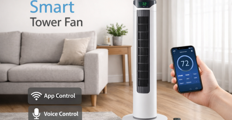 Smart Tower Fan जो कम बिजली में तेज और ठंडी हवा देता है