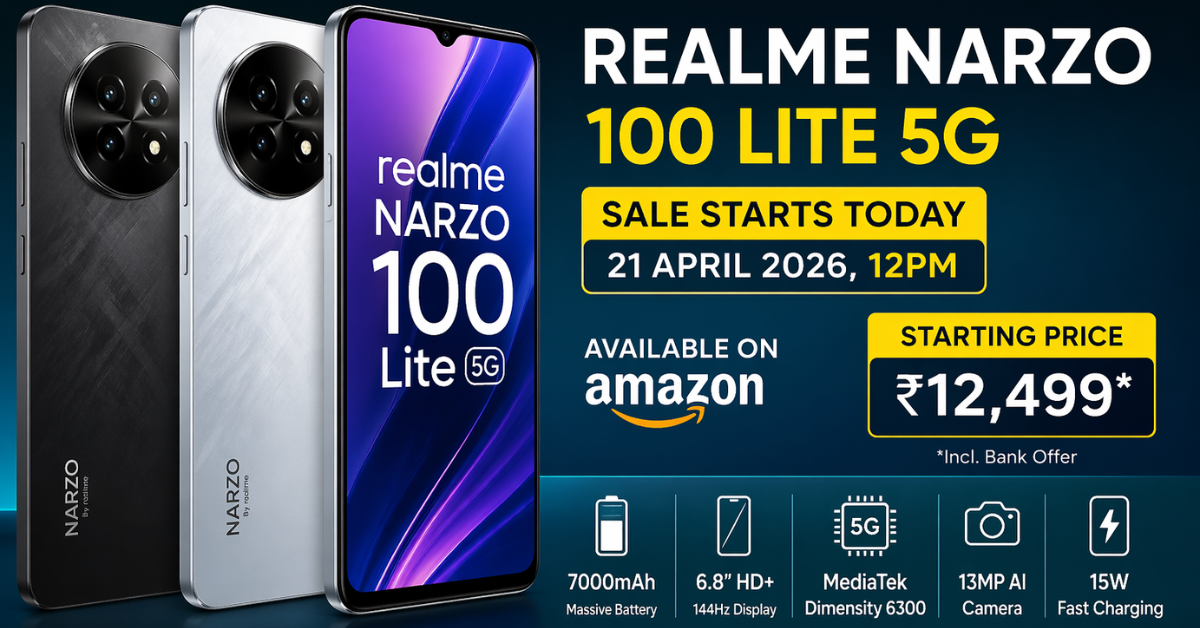 Realme Narzo 100 Lite 5G स्मार्टफोन 7000mAh बैटरी और 144Hz डिस्प्ले के साथ