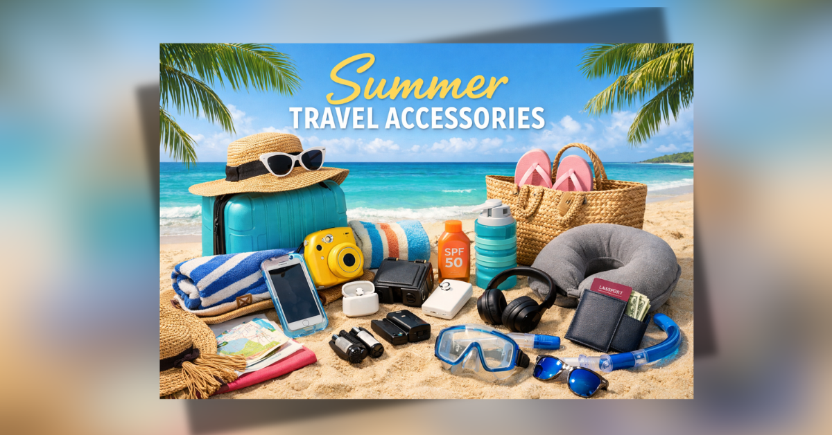 Summer Travel Accessories गर्मी में यात्रा के जरूरी सामान बैग चश्मा टोपी सनस्क्रीन