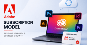 Adobe Subscription Model से revenue stability और business growth का concept