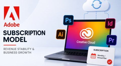 Adobe Subscription Model से revenue stability और business growth का concept