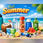 Summer Hydration Products गर्मियों में शरीर को हाइड्रेट रखने वाले प्रोडक्ट जैसे पानी की बोतल, नारियल पानी, इलेक्ट्रोलाइट पाउडर और फ्रूट इन्फ्यूज्ड वाटर