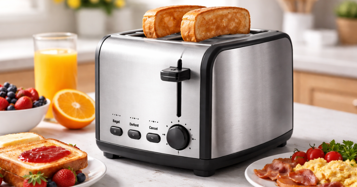 Toaster machine bread toast banate hue kitchen mein