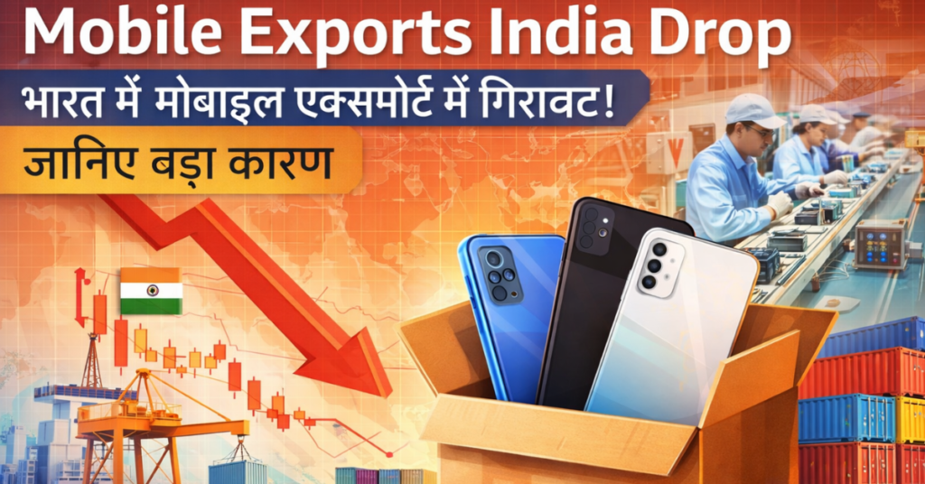 Mobile Exports India Drop graph showing decline in smartphone exports from India
