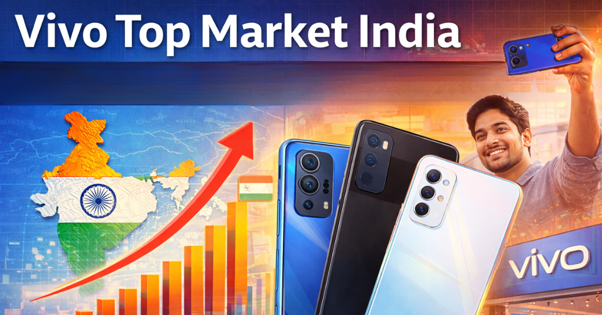 Vivo Top Market India showing smartphone growth and market share increase in India