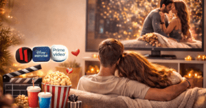 Couple Friendly Movie OTT के लिए कपल घर पर मूवी देखते हुए
