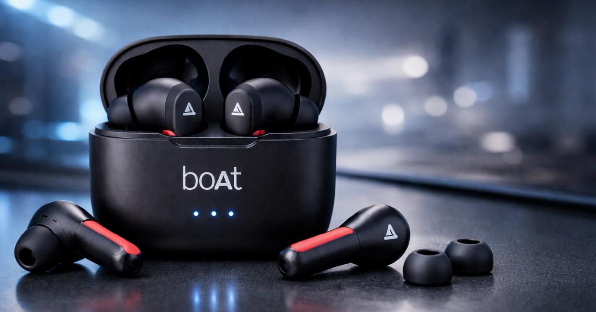 BoAt Airdopes ईयरबड्स चार्जिंग केस के साथ HD इमेज
