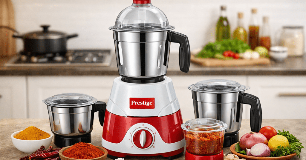 Prestige mixer grinder मल्टी जार के साथ किचन में