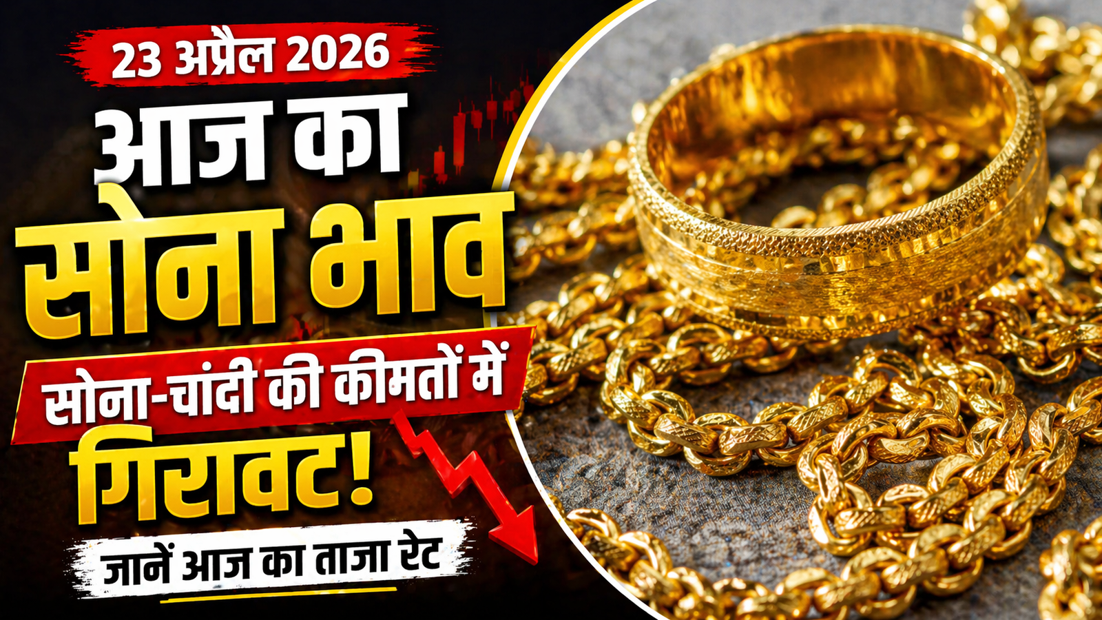 आज का सोना भाव 23 अप्रैल 2026, सोना-चांदी की कीमतों में गिरावट और गोल्ड रेट अपडेट