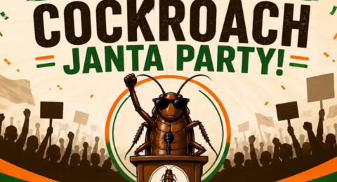Cockroach Janta Party से जुड़ी जानकारी दिखाता हुआ प्रतिनिधिक चित्र, जिसमें पार्टी की चर्चा और इश्क करो पार्टी से संबंधित विषय को दर्शाया गया है।