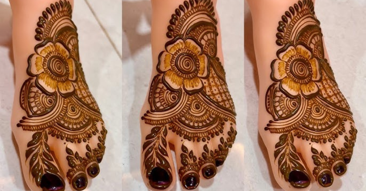 फ्लोरल लेग मेहंदी डिज़ाइन