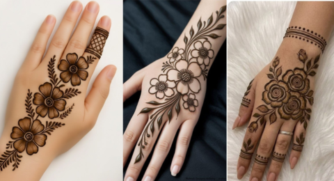 Simple Flower Stylish Back Hand Mehndi Design 2026 :