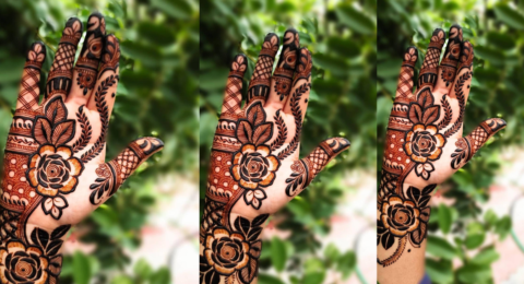 Simple Rose Mehndi Design with Beautiful Floral Pattern for Front Hand