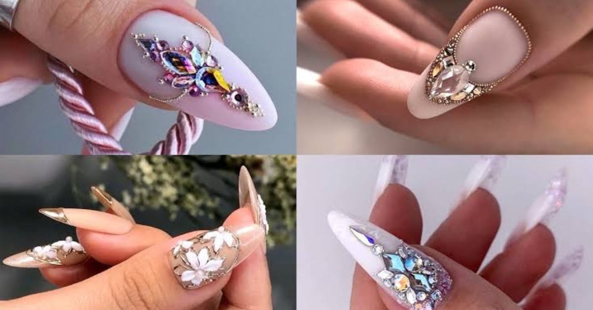 Wedding Nail Polish Colors for Indian Bride with Elegant Bridal Nail Art