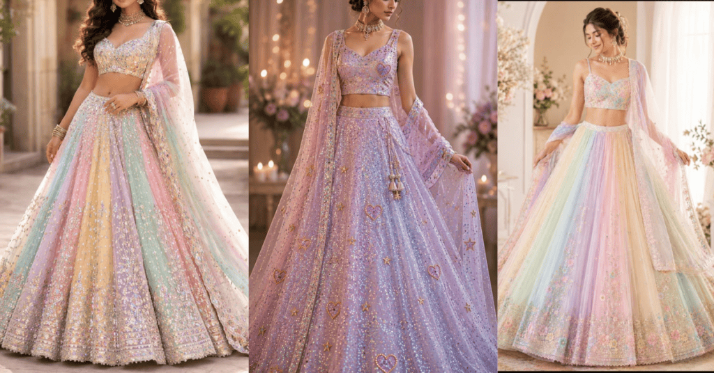 Lehenga Choli 2026 में खूबसूरत महिलाओं का ट्रेडिशनल एथनिक लुक, लेटेस्ट ब्राइडल और फेस्टिव वियर डिज़ाइन।