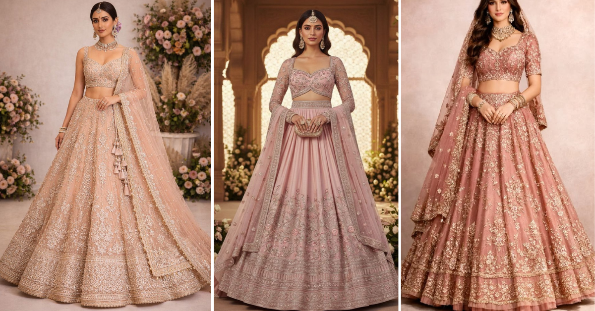 Peach Lehenga Designs 2026: मेहंदी और शादी के लिए खूबसूरत पीच लहंगा डिजाइन्स!