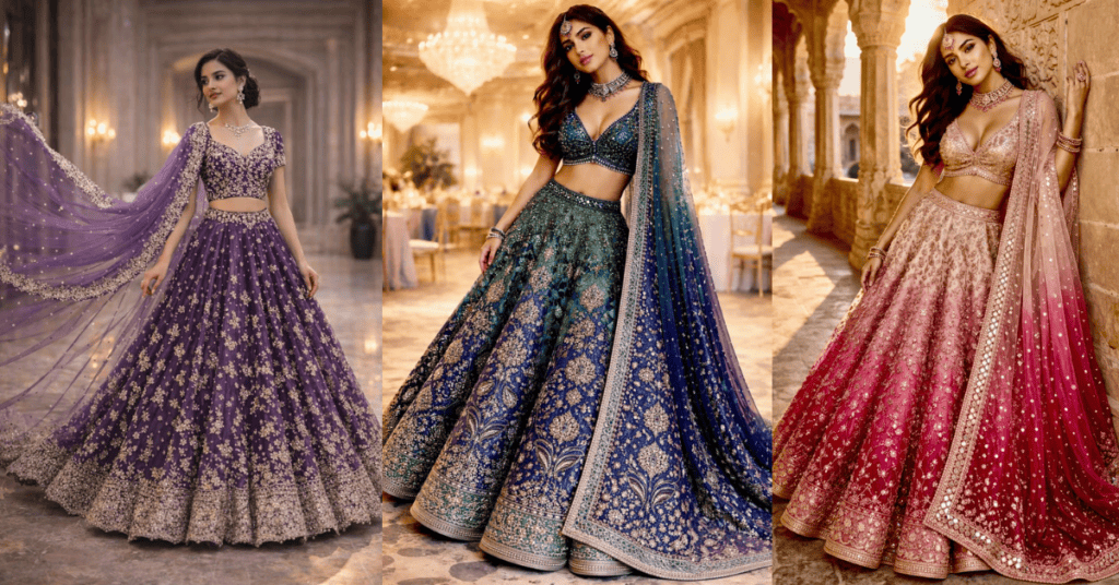 Lehenga Choli 2026 में खूबसूरत महिलाओं का ट्रेडिशनल एथनिक लुक, लेटेस्ट ब्राइडल और फेस्टिव वियर डिज़ाइन।