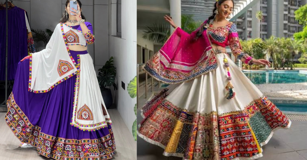 Gujarati Lehenga का सुंदर और पारंपरिक लहंगा डिजाइन गरबा और शादी के लिए