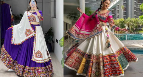 Gujarati Lehenga का सुंदर और पारंपरिक लहंगा डिजाइन गरबा और शादी के लिए