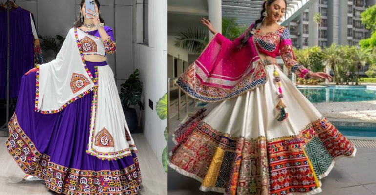 Gujarati Lehenga का सुंदर और पारंपरिक लहंगा डिजाइन गरबा और शादी के लिए